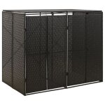 Vidaxl abri pour poubelle double noir 140x80x117 cm rsine tresse