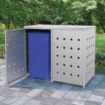 Vidaxl abri de poubelle double sur roulettes 240 l acier inoxydable