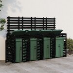 Vidaxl abri pour poubelle quadruple sur roulettes noir bois de pin
