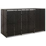Vidaxl abri pour poubelle triple noir 207x80x117 cm rsine tresse