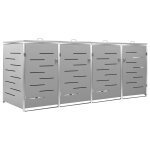Vidaxl abri pour quatre poubelles 276, 5x77, 5x112, 5 cm inox