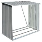 Abri a bois de jardin avec sol ventil acier galvanis gris 163x83x154 cm