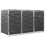 Vidaxl abri pour trois poubelles 207x77, 5x112, 5 cm inox
