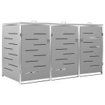 Vidaxl abri pour trois poubelles 207x77, 5x112, 5 cm inox