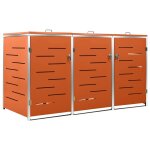 Vidaxl abri pour trois poubelles 207x77, 5x112, 5 cm inox