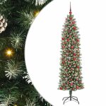 Vidaxl arbre de no�l artificiel slim avec 300 led vert et blanc 180 cm