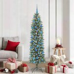 Vidaxl arbre de noël artificiel slim avec 300 led vert et blanc 180 cm Vidaxl arbre de noël artificiel slim avec 300 led vert et blanc 180 cm