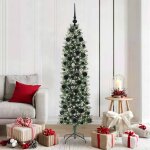 Vidaxl arbre de no�l artificiel slim avec 300 led vert et blanc 180 cm