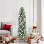 Vidaxl arbre de no�l artificiel slim avec 300 led vert et blanc 180 cm