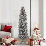 Vidaxl arbre de no�l artificiel slim avec 300 led vert et blanc 180 cm