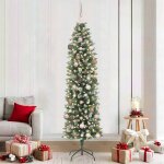 Vidaxl arbre de noël artificiel slim avec support vert et blanc 210 cm Vidaxl arbre de noël artificiel slim avec support vert et blanc 210 cm