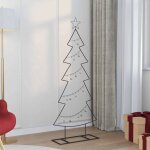 Vidaxl arbre de no�l en m�tal avec support noir 150 cm acier