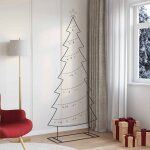 Vidaxl arbre de nol en mtal avec support noir 210 cm acier