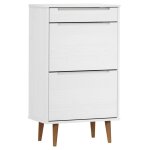 Vidaxl armoire � chaussures blanc 59, 5x35x103 cm bois de pin massif