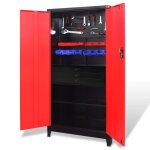 Vidaxl armoire avec coffre à outils acier 90x40x180 cm rouge et noir Vidaxl armoire avec coffre à outils acier 90x40x180 cm rouge et noir