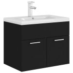 Vidaxl armoire d'�vier avec lavabo int�gr� noir agglom�r�