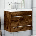 Vidaxl armoire lavabo de salle de bain avec bassin intgr chne fum