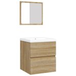 Vidaxl armoire lavabo de salle de bain bassin et miroir ch�ne sonoma