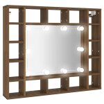 Vidaxl armoire  miroir avec led chne marron 91x15x76, 5 cm