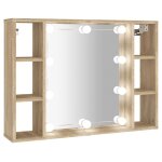 Vidaxl armoire de miroir avec led chne sonoma 76x15x55 cm
