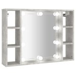Vidaxl armoire  miroir avec led gris bton 76x15x55 cm