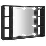 Vidaxl armoire  miroir avec led noir 76x15x55 cm
