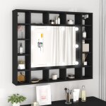 Vidaxl armoire  miroir  led noir 91x15x76, 5 cm