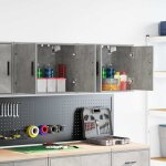 Vidaxl armoires murales de garage 2 pcs gris bton bois d'ingnierie