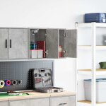 Vidaxl armoires murales de garage 2 pcs gris b�ton bois d'ing�nierie