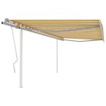 Vidaxl auvent manuel rtractable avec poteaux 4, 5x3, 5 m jaune et blanc