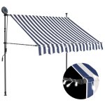 Vidaxl auvent manuel rtractable avec led 150 cm bleu et blanc