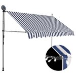 Vidaxl auvent manuel rtractable avec led 250 cm bleu et blanc