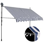 Vidaxl auvent manuel rtractable avec led 300 cm bleu et blanc