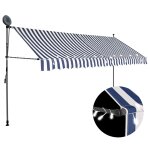 Vidaxl auvent manuel rtractable avec led 350 cm bleu et blanc