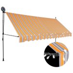 Vidaxl auvent manuel r�tractable avec led 400 cm jaune et bleu