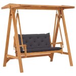 Vidaxl balancelle avec coussin anthracite 170 cm bois de teck solide