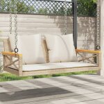 Vidaxl balancelle avec coussins beige 109x62x40 cm rsine tresse