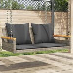 Vidaxl balancelle avec coussins gris 109x62x40 cm rsine tresse