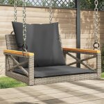 Vidaxl balancelle avec coussins gris 63x62x40 cm rsine tresse
