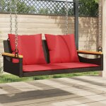 Vidaxl balancelle avec coussins marron 109x62x40 cm r�sine tress�e