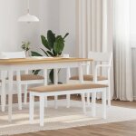 Vidaxl banc 110 cm blanc bois massif caoutchouc