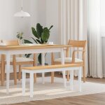 Vidaxl banc 110 cm blanc bois massif caoutchouc Vidaxl banc 110 cm blanc bois massif caoutchouc