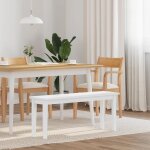 Vidaxl banc 110 cm blanc bois massif caoutchouc