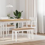 Vidaxl banc 90 cm blanc bois massif caoutchouc