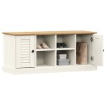 Vidaxl banc a chaussures vigo blanc 106x35x40 cm bois massif de pin
