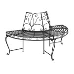 Vidaxl banc demi - circulaire tour d'arbre �160 cm noir acier