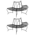Vidaxl banc demi - circulaire tour d'arbre 2 pcs �159 cm noir acier