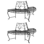 Vidaxl banc demi - circulaire tour d'arbre 2 pcs �160 cm noir acier