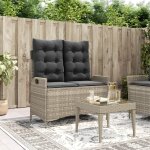 Vidaxl banc inclinable de jardin et coussins gris clair r�sine tress�e