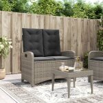 Vidaxl banc inclinable de jardin avec coussins gris rsine tresse